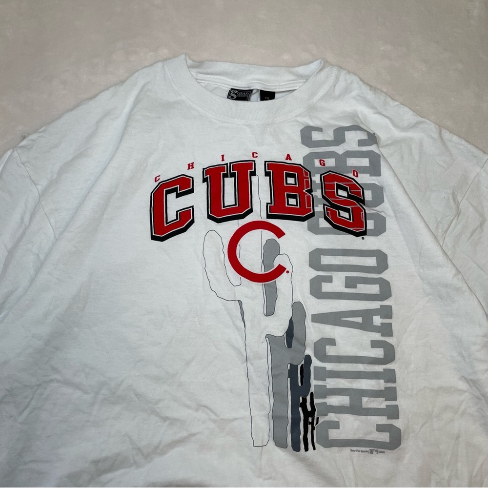 VTG Y2K 2004 Chicago Cubs Baseball Men's White Graphic T Shirt Sz XXL Team Merch - Picture 2 of 7